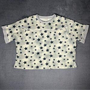 Star Print Edgy Lounge Streetwear Y2K Alt Grunge Soft Boxy Crop Top Sweater